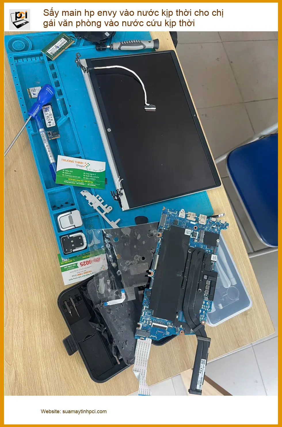Chị Kiều nhân viên văn phòng sửa main hp envy vào nước lấy ngay ở Quận Phú Nhuận