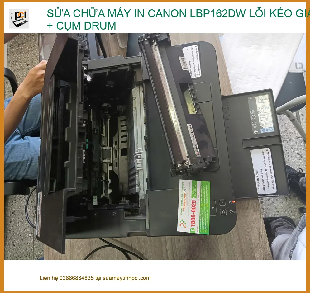 Chị Thư kế toán sửa máy in Canon LBP162DW lỗi kéo giấy + cụm drum Quận 7.