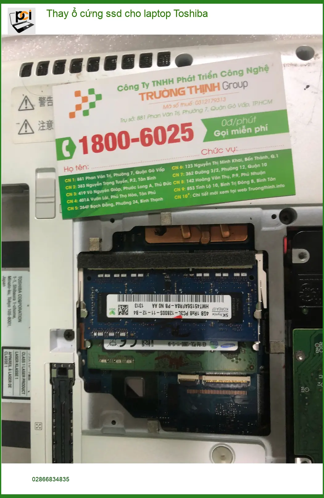 Thay ổ cứng SSD laptop Toshiba Quận Bình Tân - Anh Long IT review ảnh thực tế 2