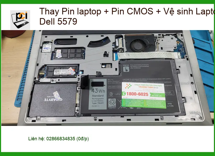 Chị Mai công sở bận rộn cần thay pin Dell 5579 gấp ở Bình Tân - Pin CMOS, Vệ sinh ảnh thực tế 1