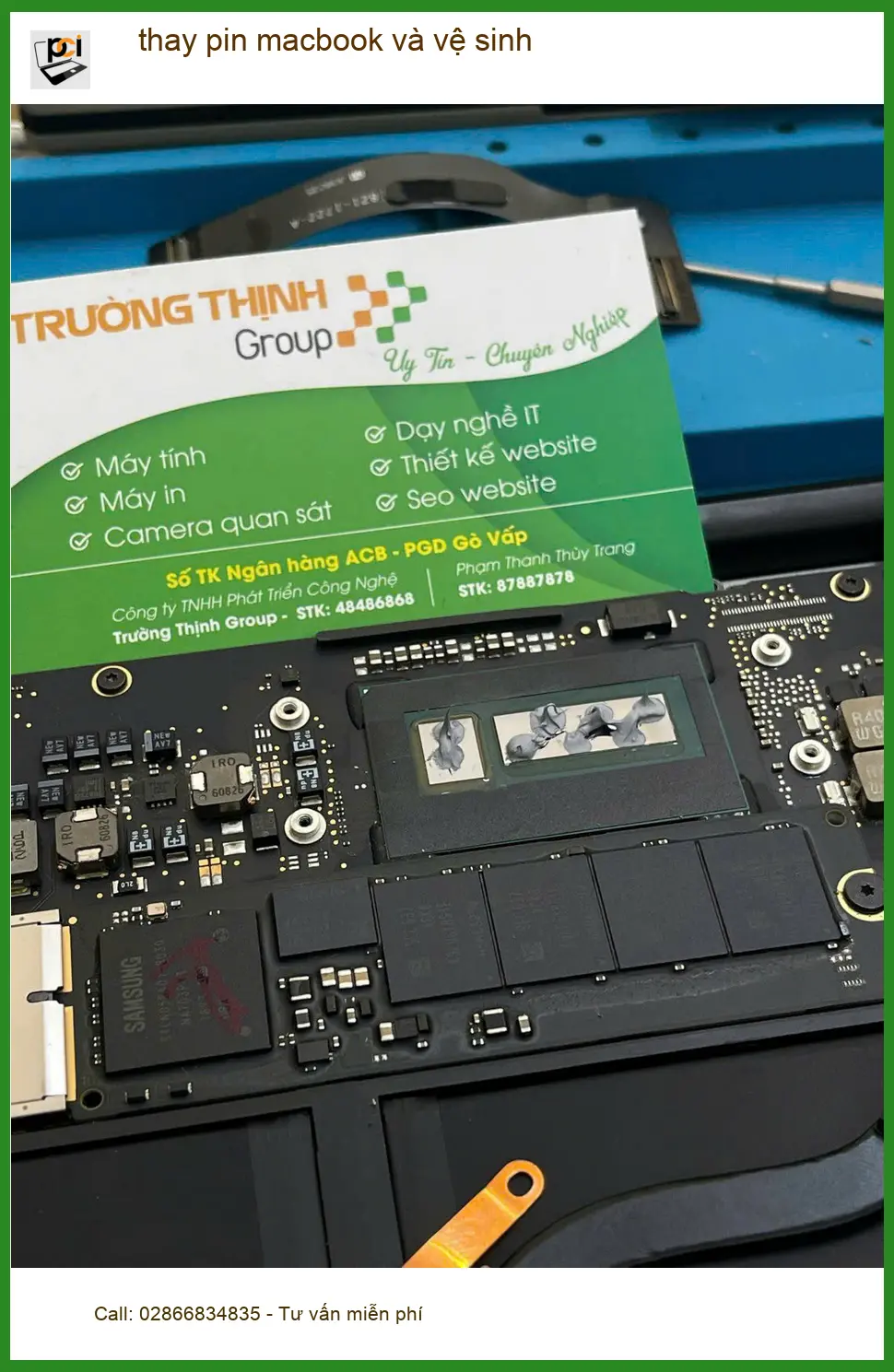 Anh Quân kỹ sư phần mềm review ca thay pin MacBook, vệ sinh Quận Thủ Đức ảnh thực tế 1