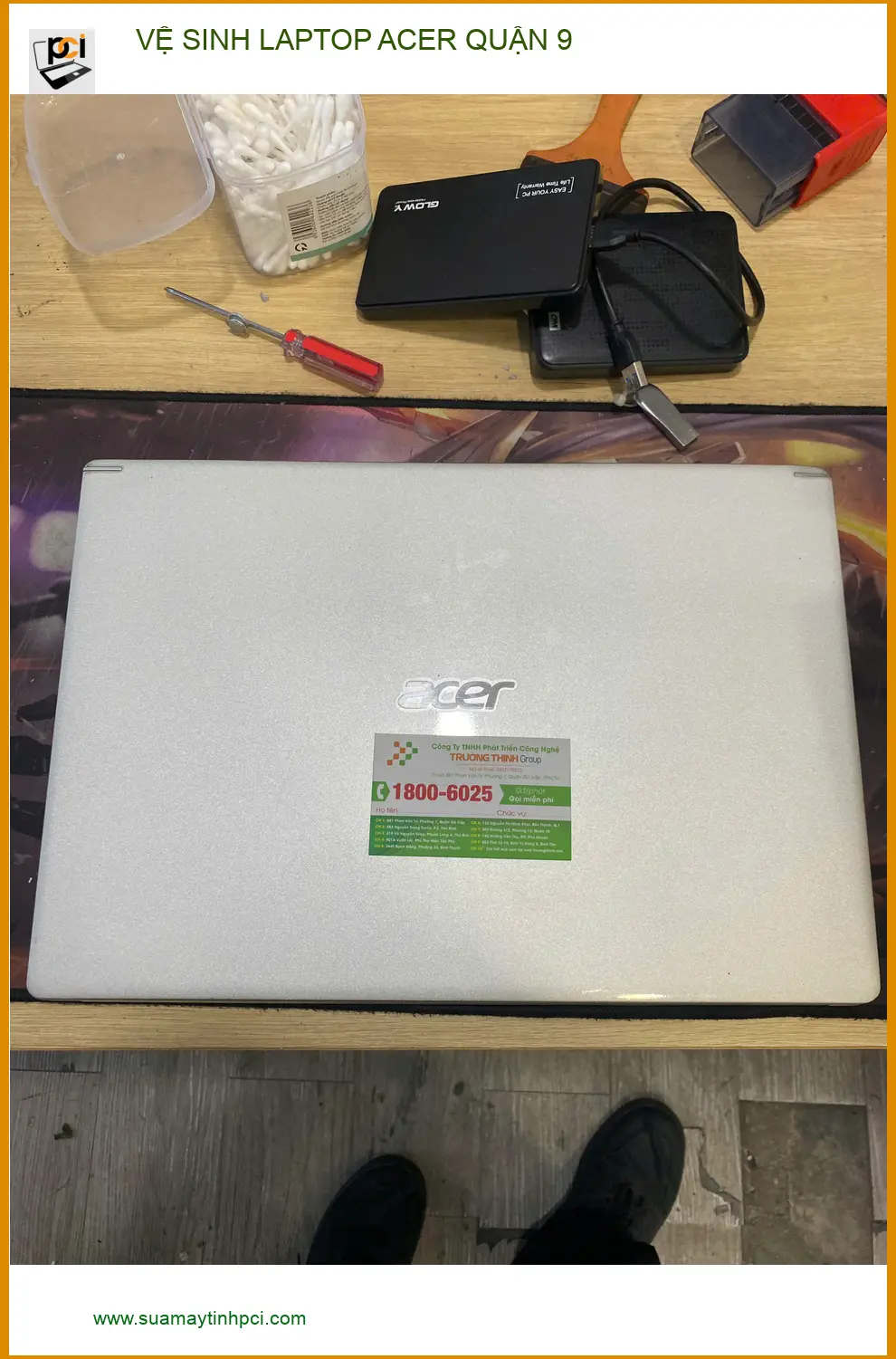Anh Khoa ở Quận 9 lo lắng laptop Acer nóng và ồn ào - Tiệm vệ sinh laptop Acer Quận 9 ảnh thực tế 1