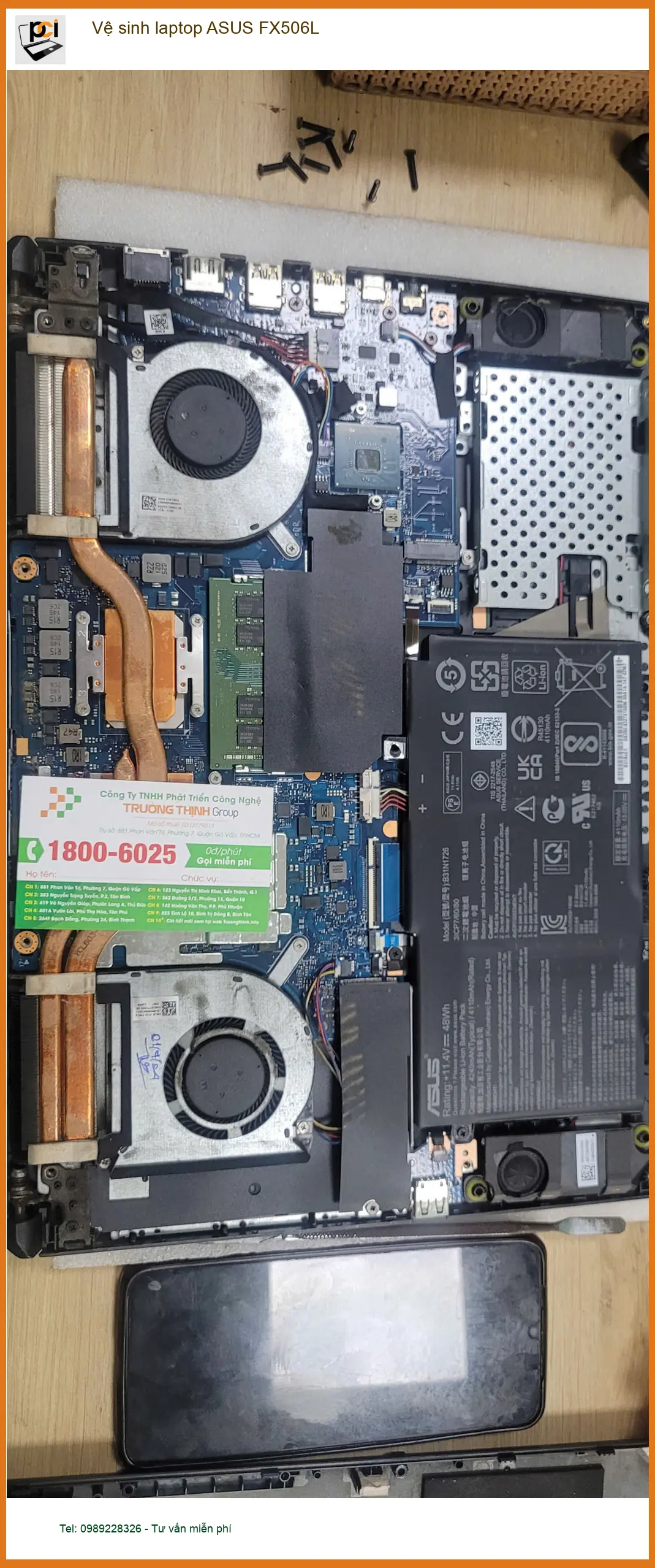 Cô Hằng khó chịu vì máy nóng - Vệ sinh laptop ASUS FX506L Quận Bình Tân ảnh thực tế 2