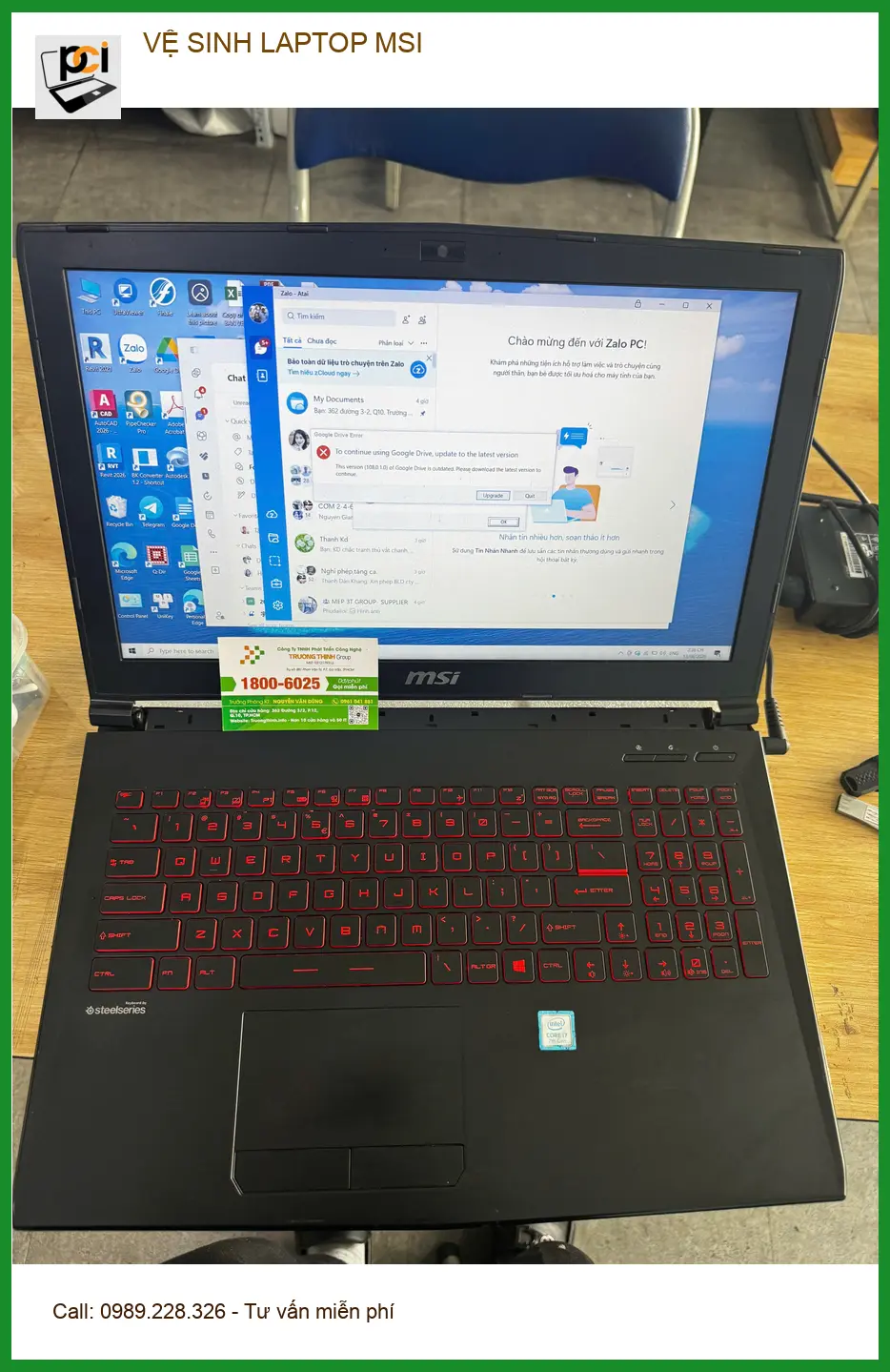 Trung tâm vệ sinh Laptop MSI Quận 10: Chú Khải kỹ sư yên tâm khi máy mát lại