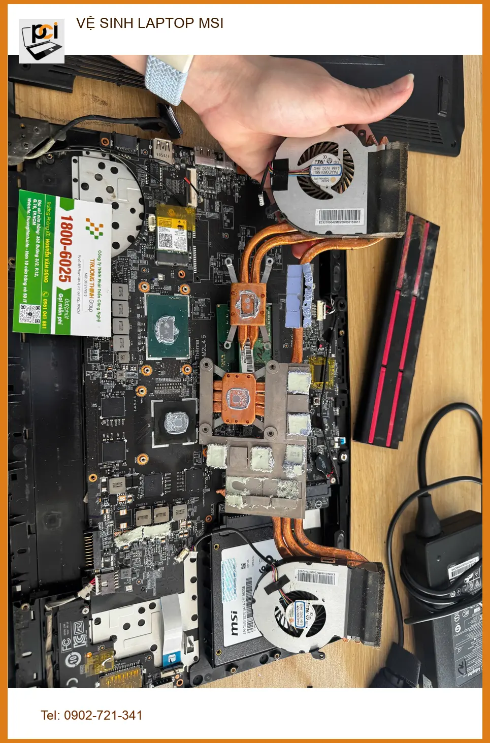 Trung tâm vệ sinh Laptop MSI Quận 10: Chú Khải kỹ sư yên tâm khi máy mát lại ảnh thực tế 2