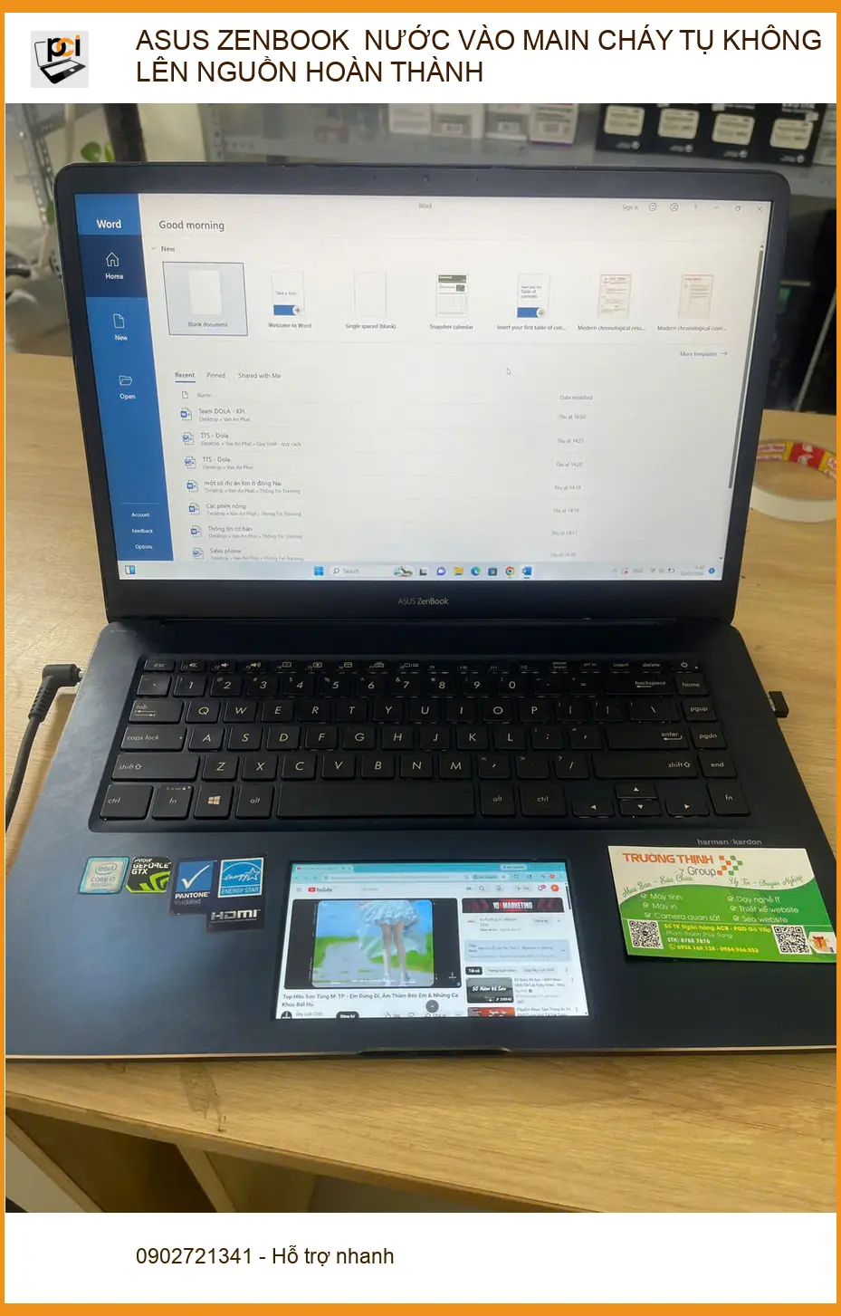 Chị Trâm tìm tiệm sửa ASUS ZENBOOK nước vào main cháy tụ ở Phú Nhuận