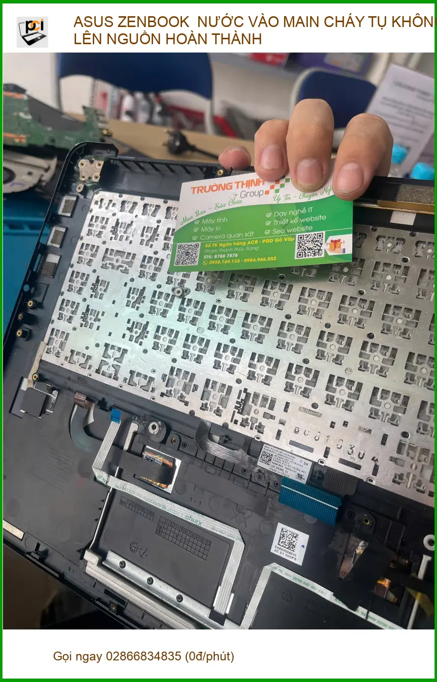 Chị Trâm tìm tiệm sửa ASUS ZENBOOK nước vào main cháy tụ ở Phú Nhuận ảnh thực tế 1