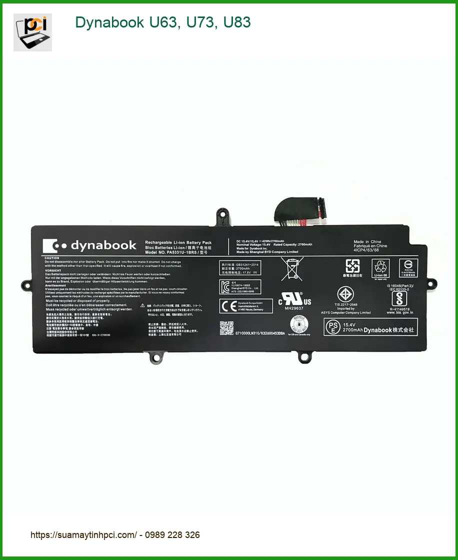 Pin Laptop Dynabook U63, U73, U83 - Thay Pin Lấy Liền TPHCM Giá Rẻ