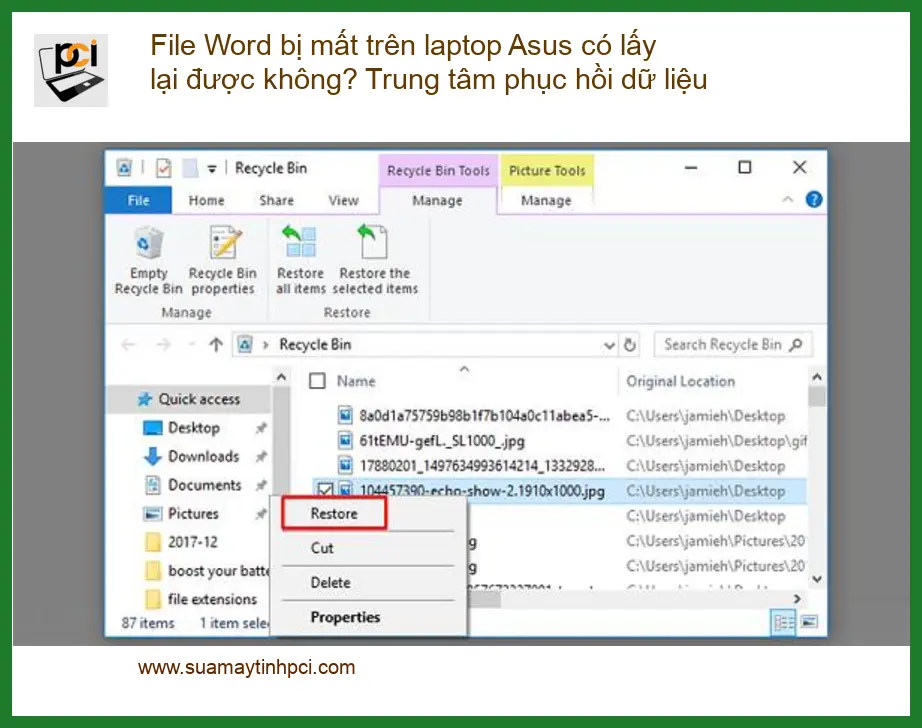 Khôi phục File Word bị mất laptop Asus – Cứu dữ liệu TPHCM