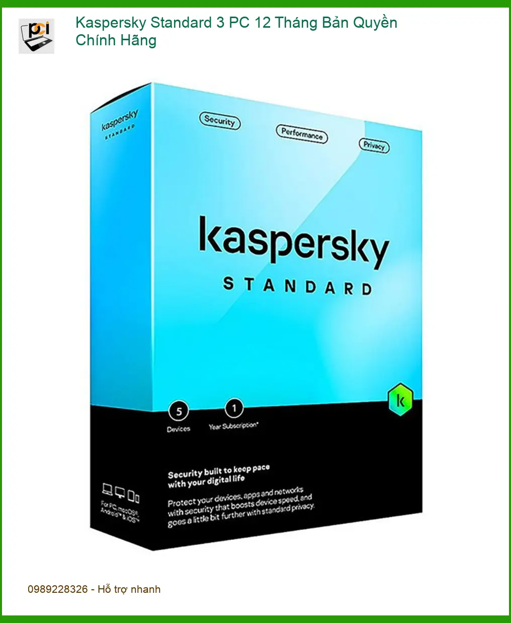 Kaspersky Standard 3 PC 12 Tháng - Cài Đặt Nhanh Tận Nơi TPHCM