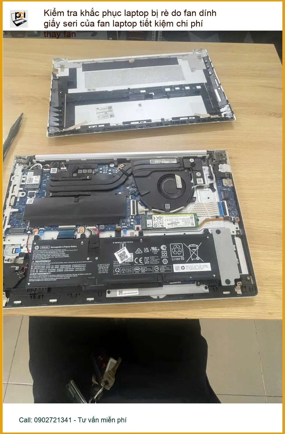 Anh Trọng kỹ sư kiểm tra Khắc phục laptop rè fan dính giấy seri Phú Nhuận