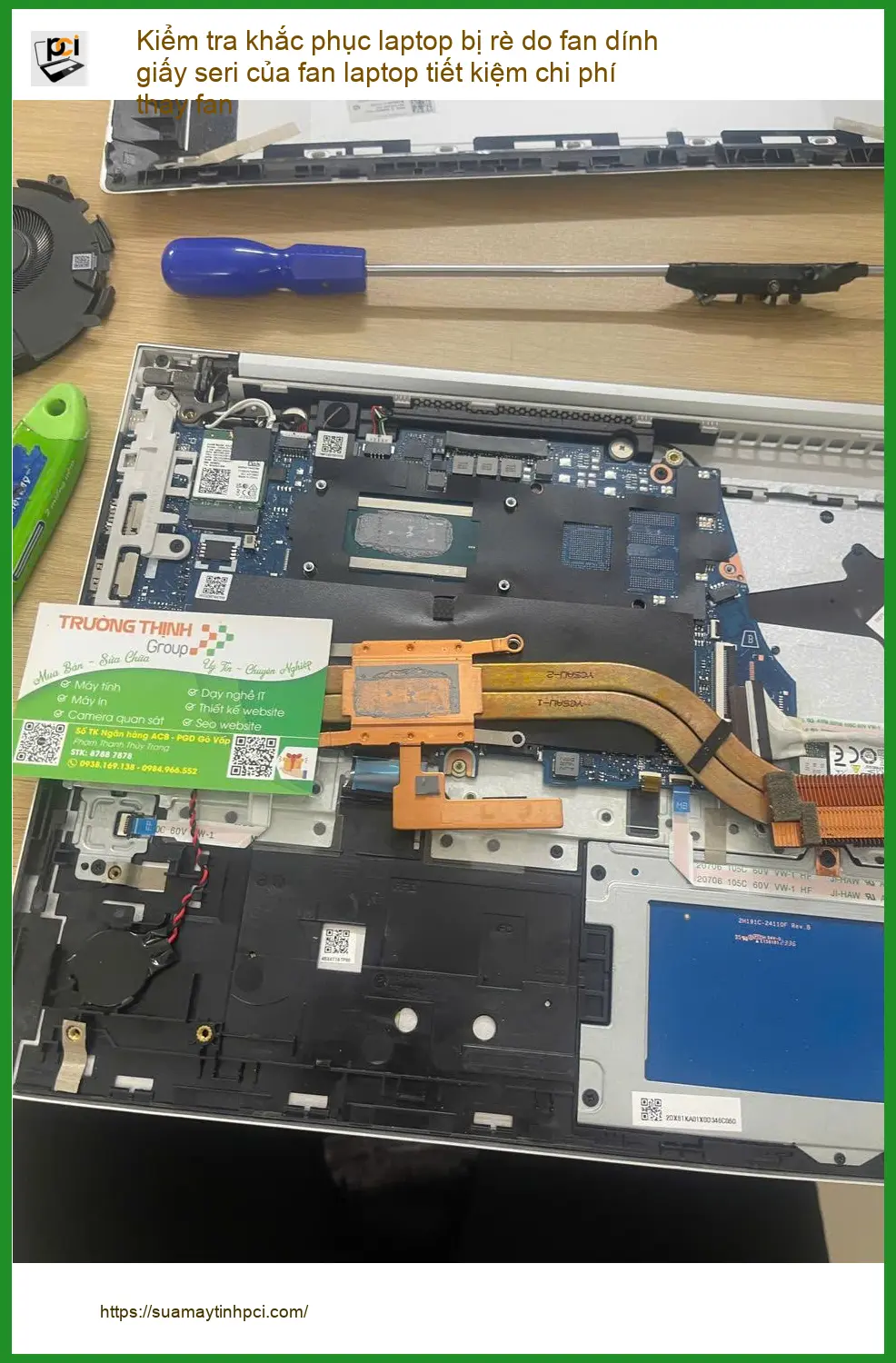 Anh Trọng kỹ sư kiểm tra Khắc phục laptop rè fan dính giấy seri Phú Nhuận ảnh thực tế 1