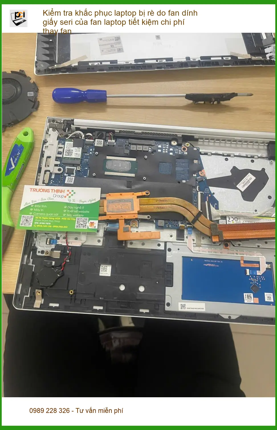 Anh Trọng kỹ sư kiểm tra Khắc phục laptop rè fan dính giấy seri Phú Nhuận ảnh thực tế 2