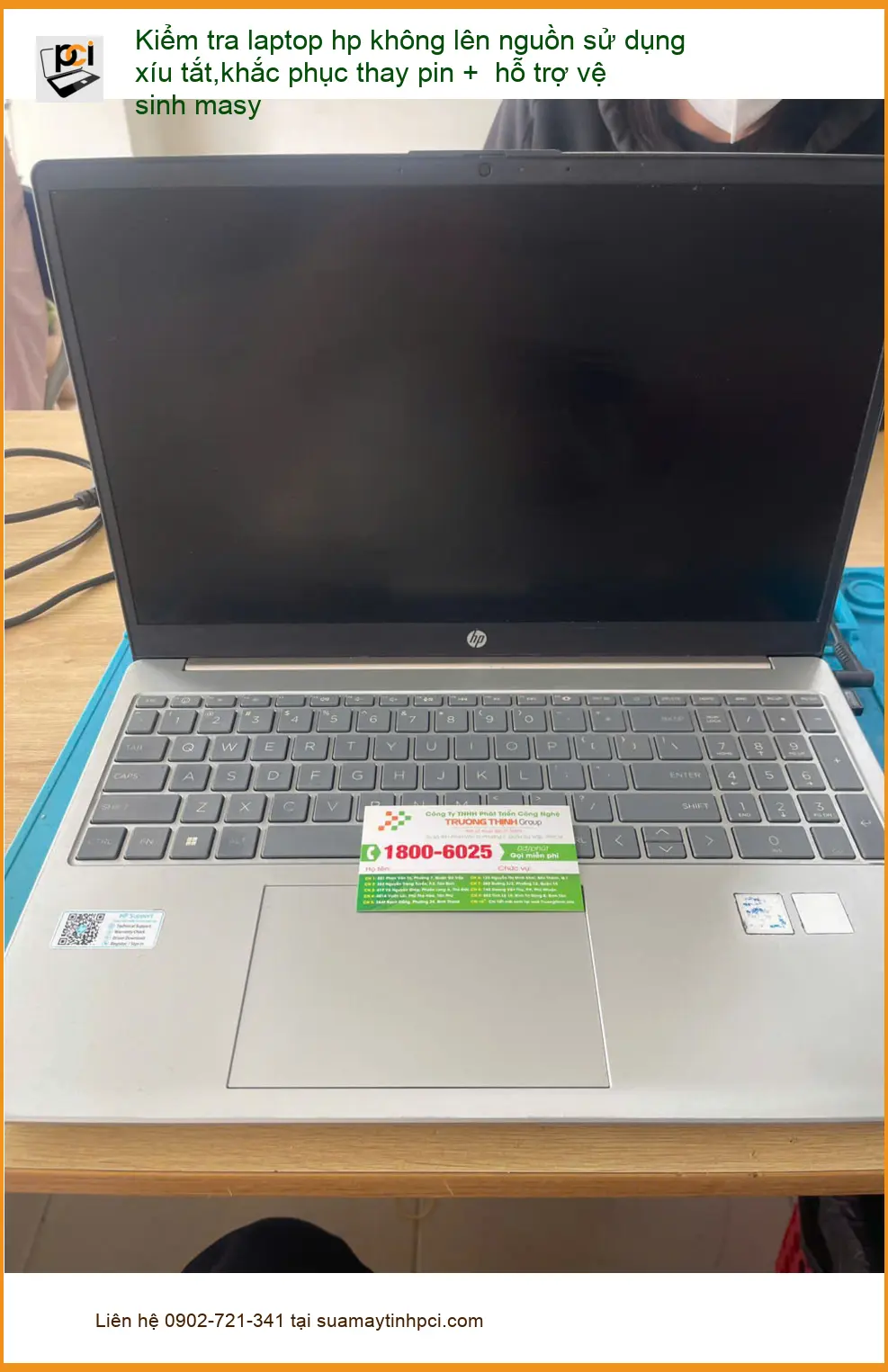 Chị Ngân kế toán xử lý laptop hp không lên nguồn, thay pin tại Phú Nhuận ảnh thực tế 2
