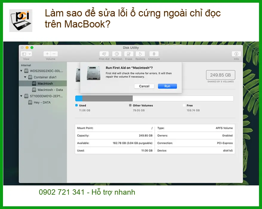Macbook Làm sao để sửa lỗi ổ cứng ngoài chỉ đọc – PCI hỗ trợ xử lý