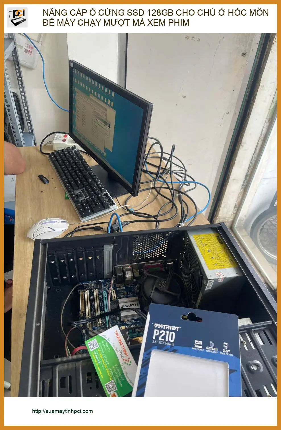 Tiệm nâng cấp ổ cứng SSD 128GB giá rẻ cho chú Bằng ở Hóc Môn xem phim mượt mà