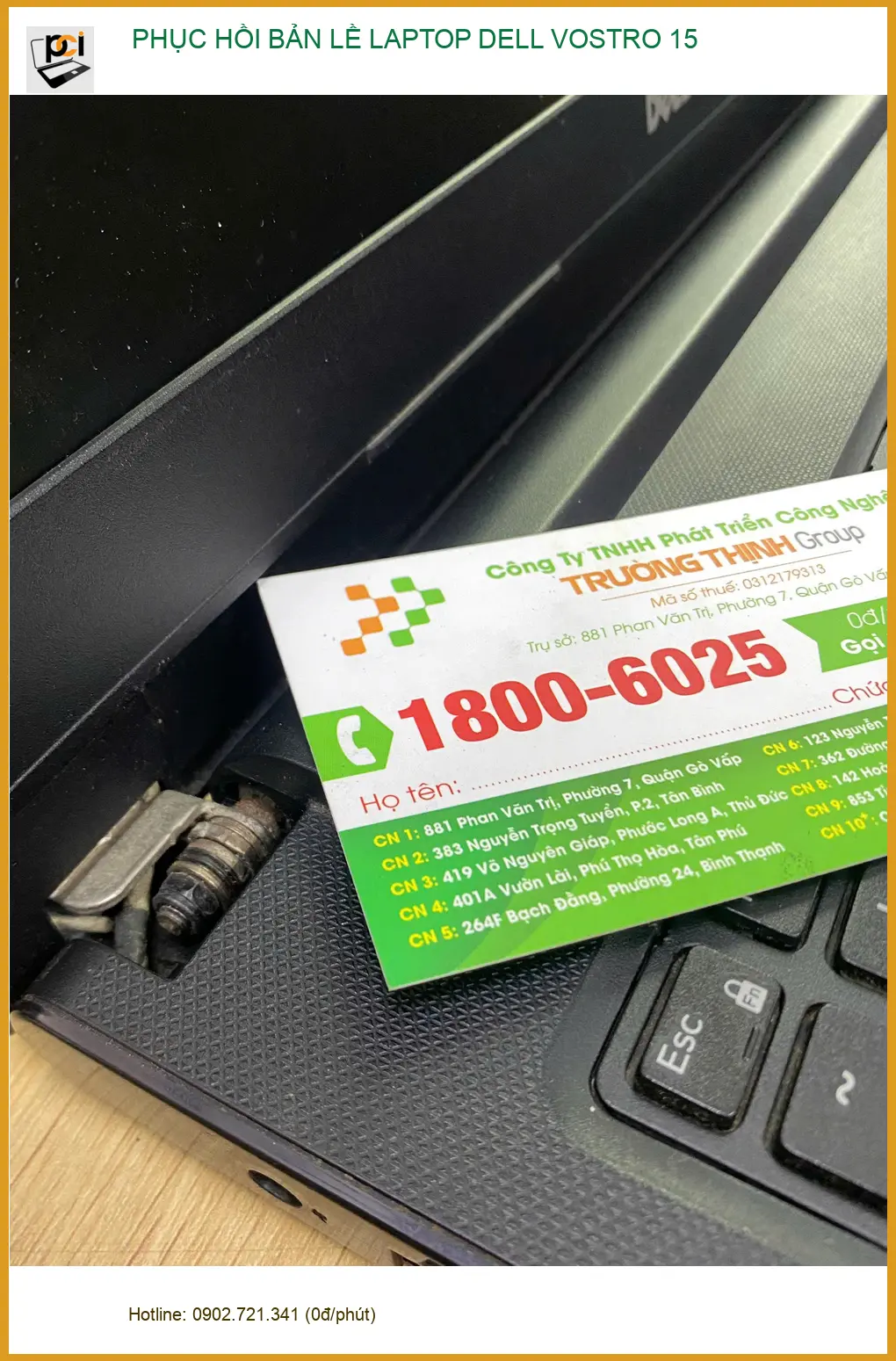 Dịch vụ phục hồi bản lề laptop Dell Vostro 15 Quận 12 - Anh Khải nhân viên văn phòng ảnh thực tế 1