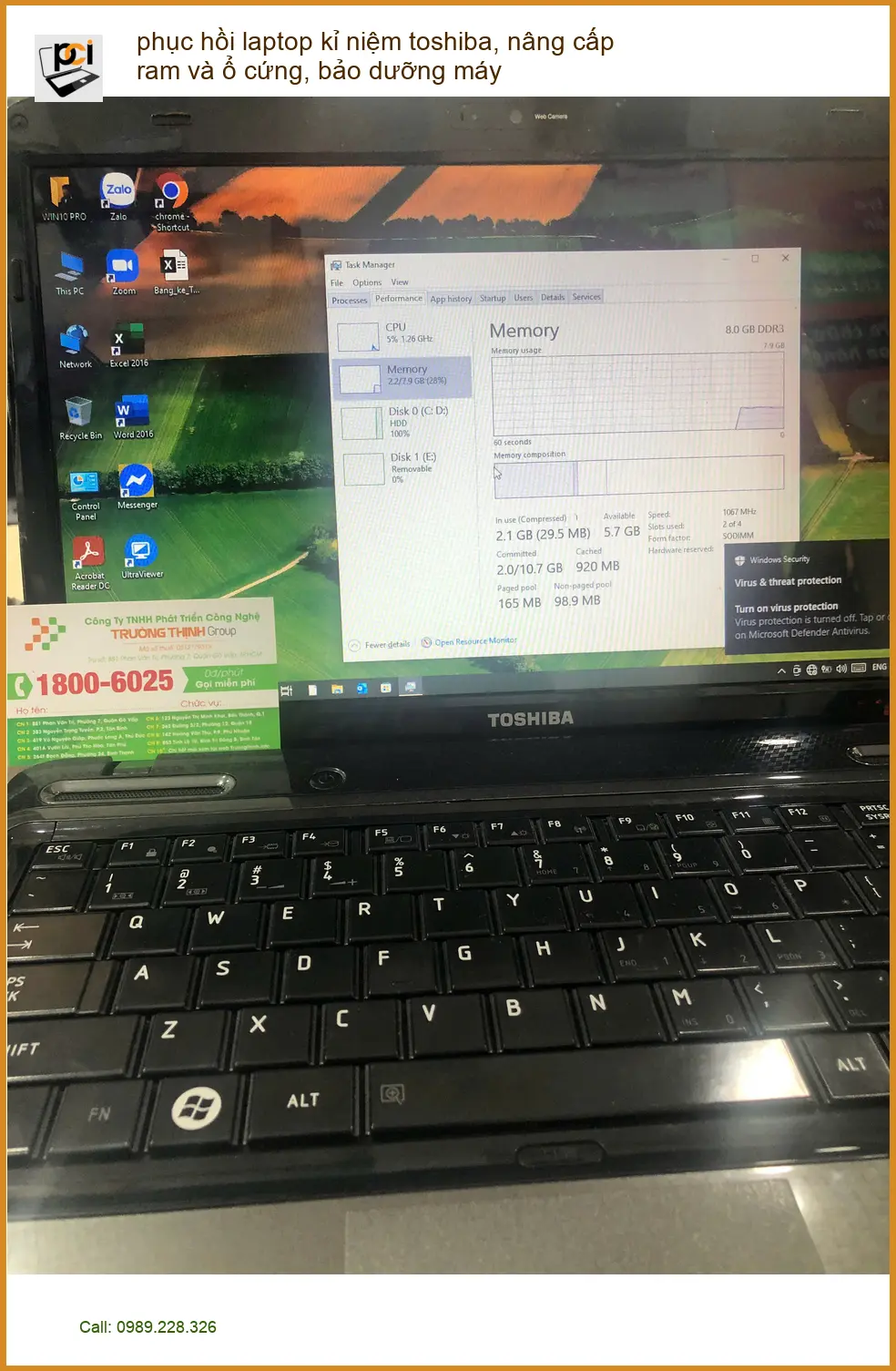Anh Đạt kỹ sư nâng cấp RAM/SSD và bảo dưỡng laptop tại Quận Bình Thạnh ảnh thực tế 2