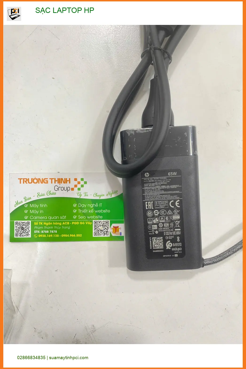 Cửa hàng SẠC LAPTOP HP Quận Gò Vấp lấy liền - Cô Thủy giáo viên lỡ hỏng sạc ảnh thực tế 2