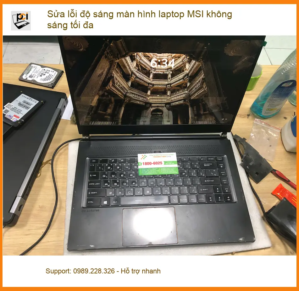 Anh Phúc kiến trúc sư Quận Bình Tân sửa lỗi độ sáng màn hình laptop MSI ảnh thực tế 1