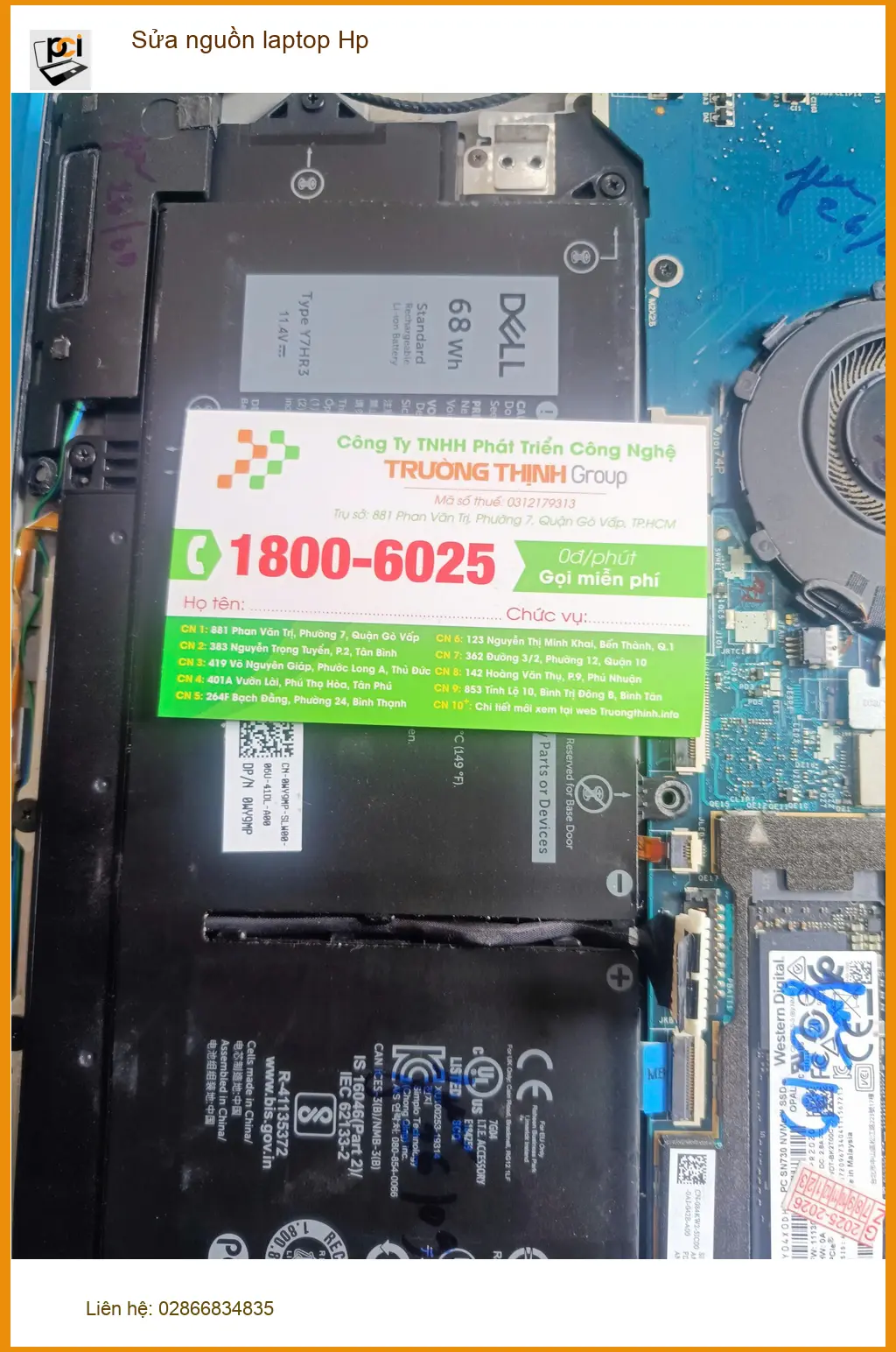 Chị Thanh Vy tìm nơi sửa nguồn laptop Hp Quận Tân Phú bị chập chờn ảnh thực tế 1