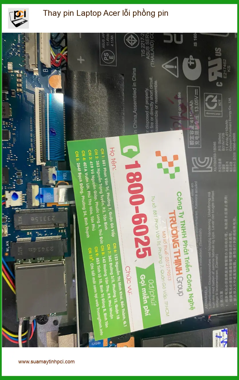 Chị Trâm kế toán cần Chỗ Thay pin Laptop Acer phồng pin Quận 7 lấy liền ảnh thực tế 1