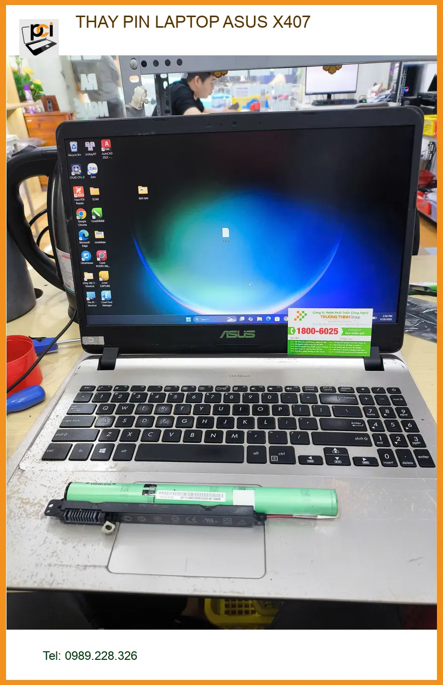 Chị Loan lo lắng tìm chỗ thay pin laptop Asus X407 ở Gò Vấp uy tín