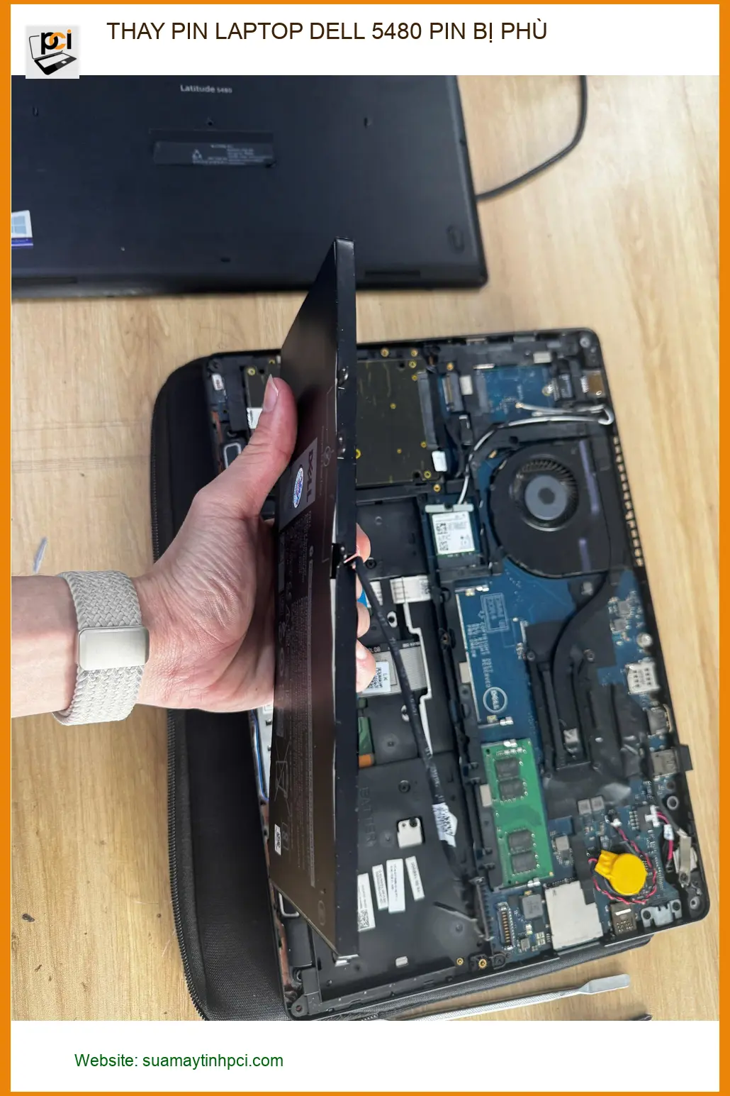 Anh Khoa tìm chỗ thay pin laptop Dell 5480 bị phù Quận 10 uy tín