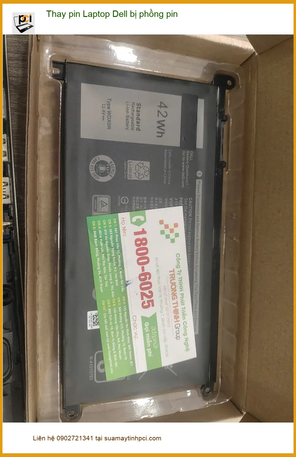 Dịch vụ Thay pin Laptop Dell bị phồng pin Quận 7 - Anh Khánh lo lắng về tuổi thọ pin ảnh thực tế 1