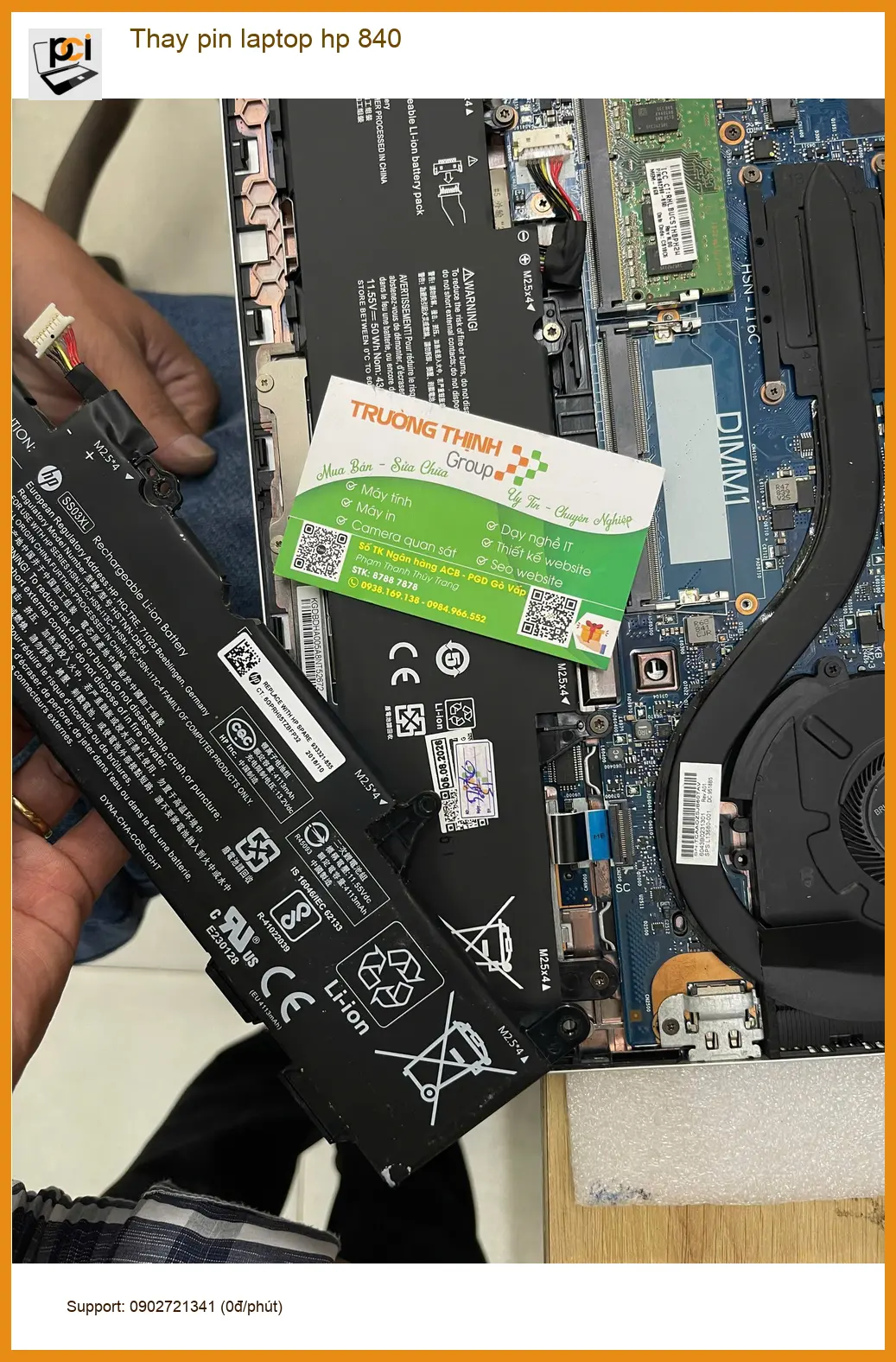 Anh Quang kỹ sư thay pin laptop hp 840 Quận 12 uy tín và lấy liền