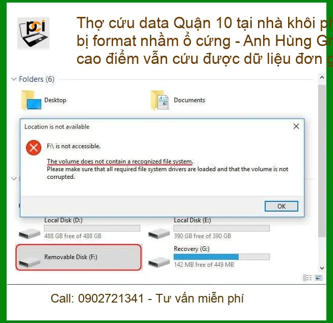 Khôi Phục Dữ Liệu ổ cứng bị format nhầm – Thợ cứu data Quận 10 lấy liền