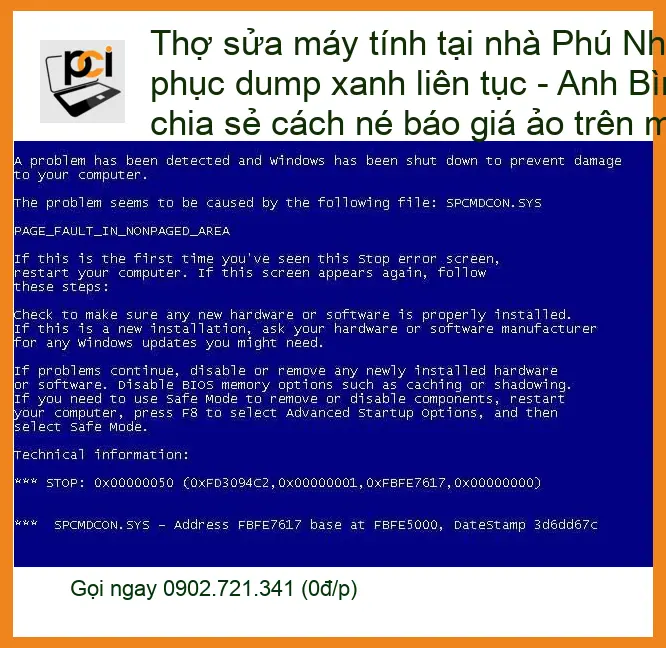 Sửa máy tính Phú Nhuận khắc phục dump xanh liên tục – Thợ sửa tận nơi