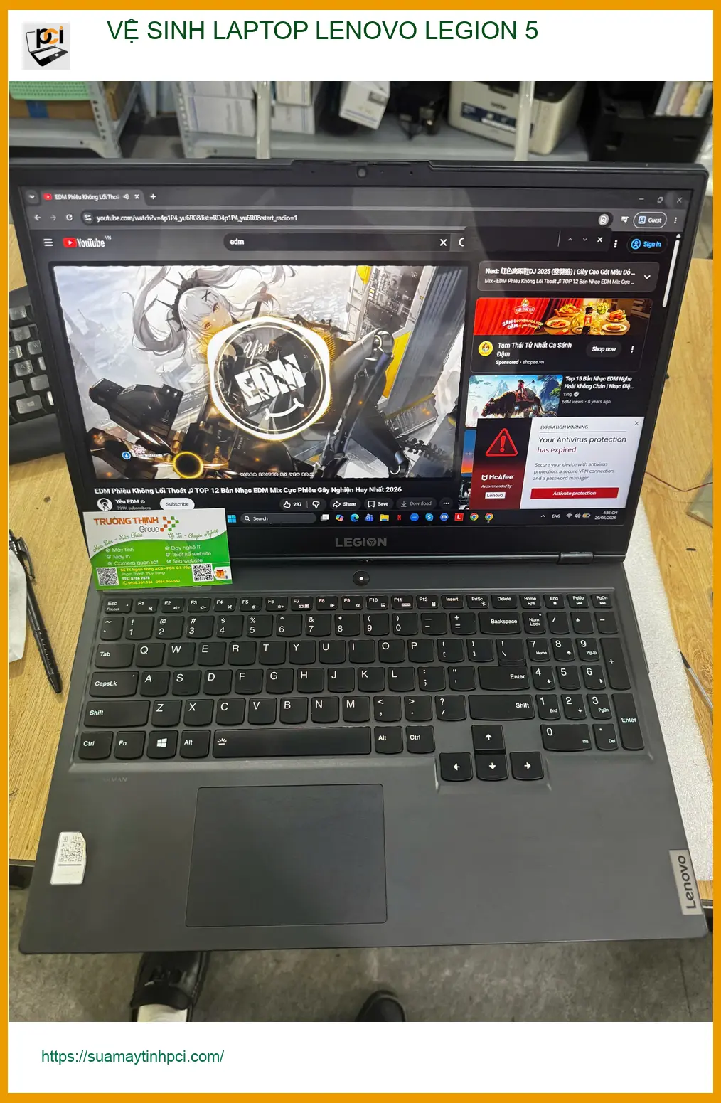 Chị Bảo Trân kế toán tìm chỗ vệ sinh laptop Lenovo Legion 5 Quận 10 lấy ngay ảnh thực tế 2