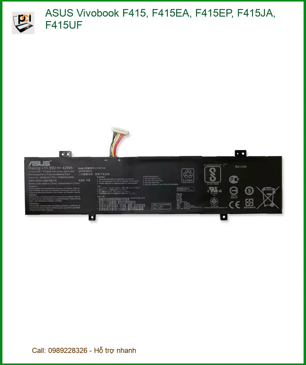 Pin Laptop ASUS Vivobook F415 - Thay Giá Rẻ | Lấy Liền TPHCM