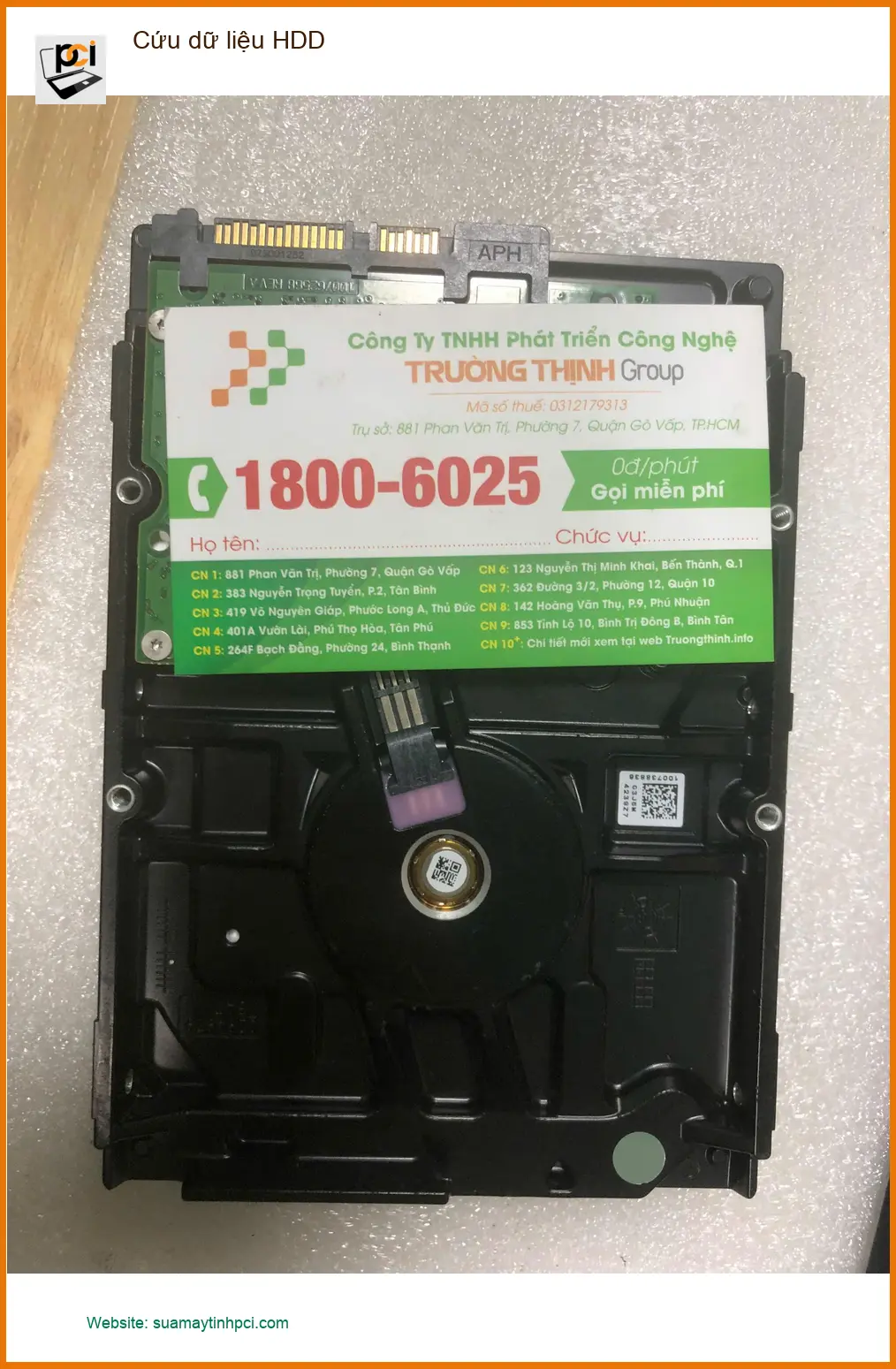Bác Thành quản lý kho hàng tìm Trung tâm Cứu dữ liệu HDD Quận Bình Tân
