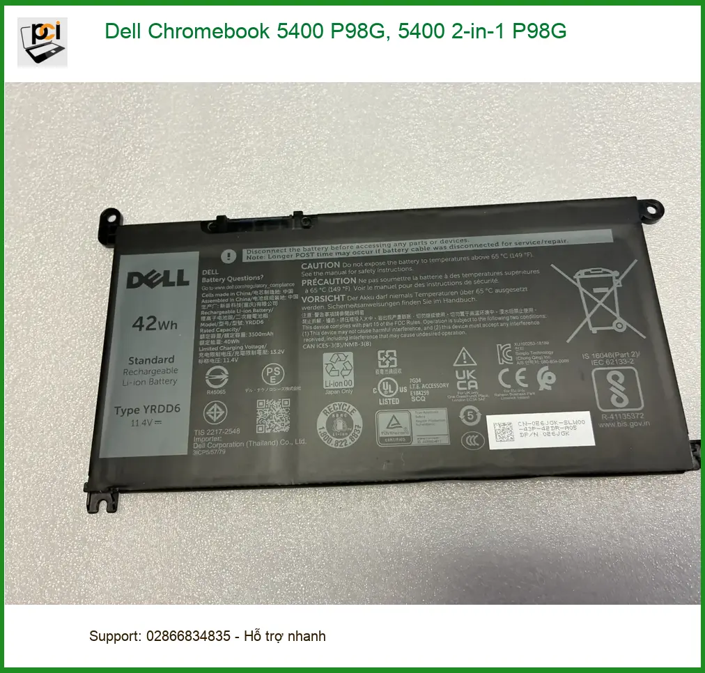 Pin Laptop Dell Chromebook 5400 P98G - Thay Lấy Liền - Trung Tâm Gần Nhất TPHCM