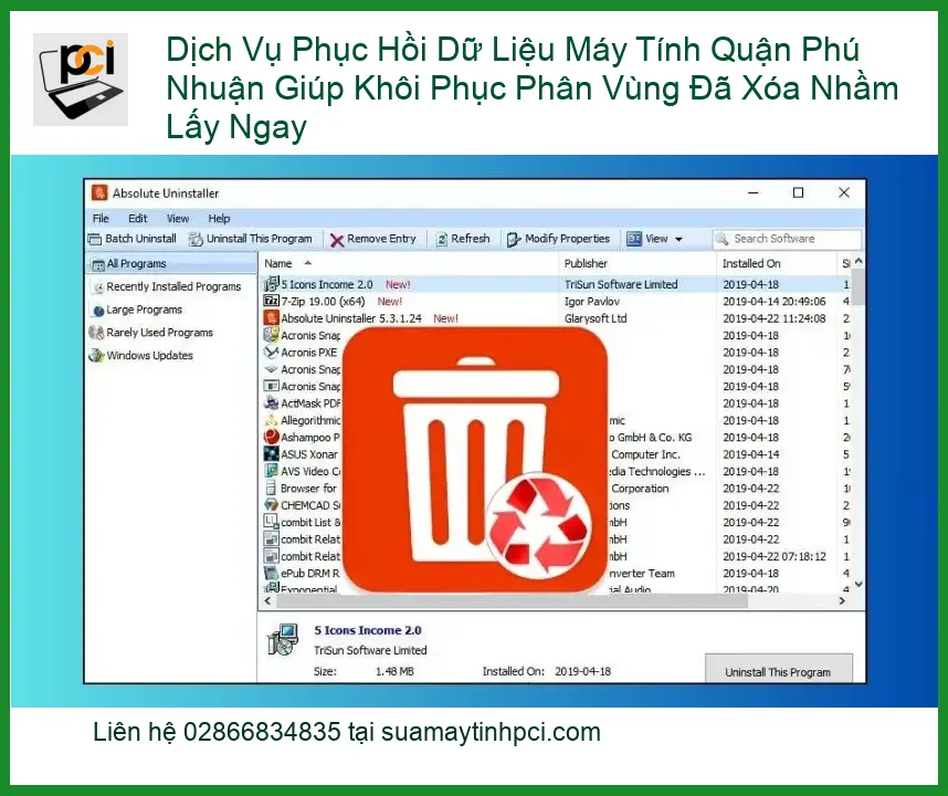 Khôi phục dữ liệu phân vùng xóa nhầm Q.Phú Nhuận – Thợ lấy ngay