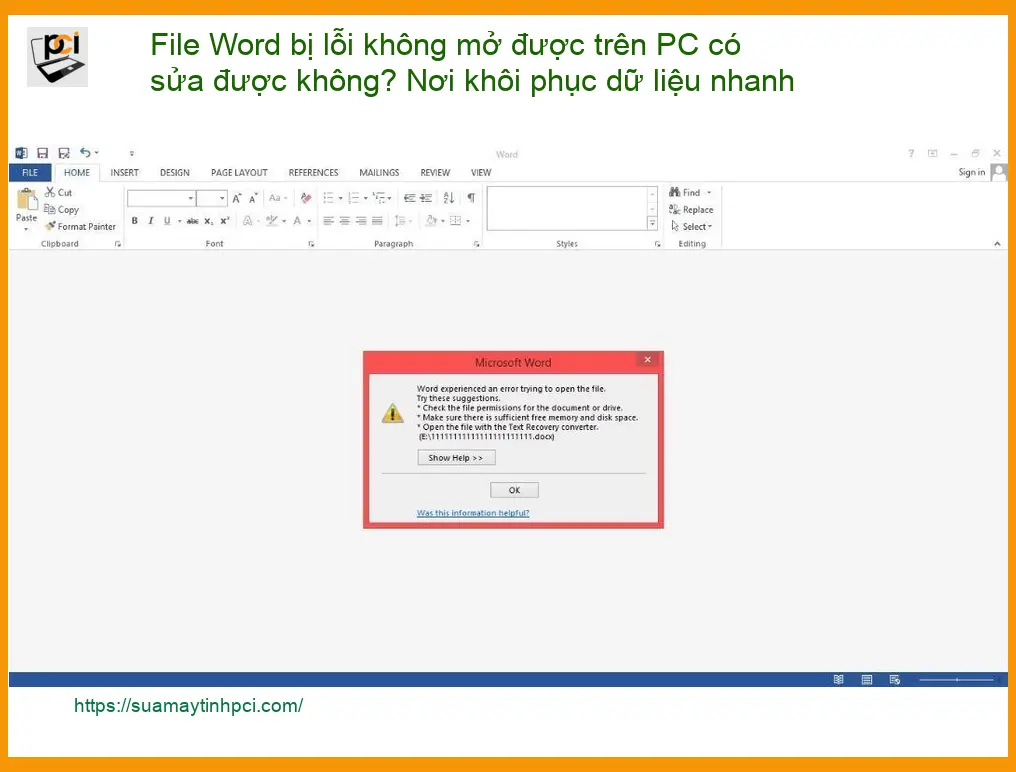 Khôi Phục Dữ Liệu File Word bị lỗi PC – Trung tâm cứu dữ liệu nhanh TPHCM