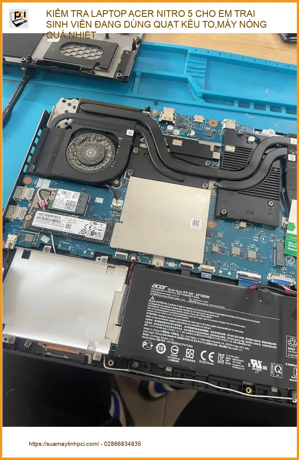 Trung tâm kiểm tra Laptop Acer Nitro 5 cho Anh Đức sinh viên tại Phú Nhuận quạt kêu to, máy nóng
