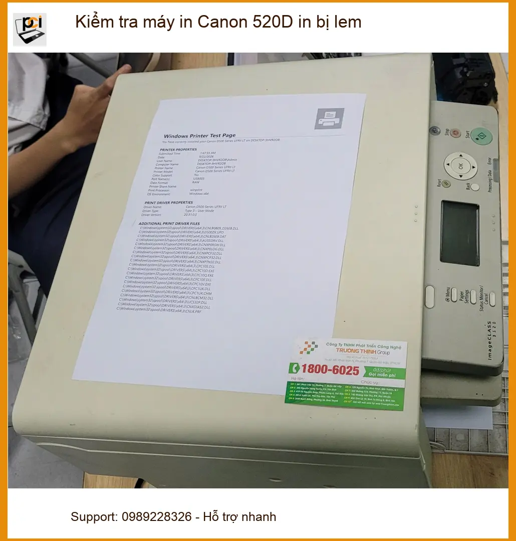 Chú Quân quản lý Quận Bình Tân: Sửa máy in Canon 520D in bị lem lấy liền ảnh thực tế 1