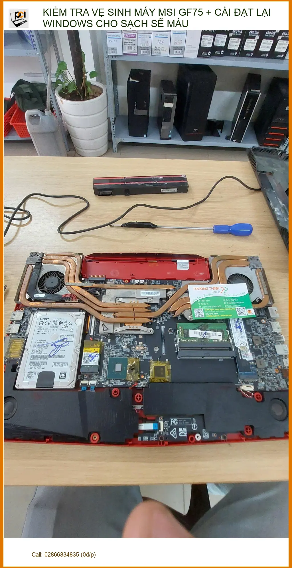 Anh Long ở Phú Nhuận tìm chỗ vệ sinh máy MSI GF75, cài lại Windows ảnh thực tế 1