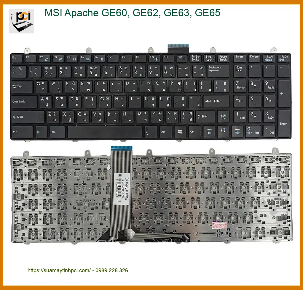 Bàn phím Laptop MSI GE60 GE62 GE63 GE65 - Thay Lấy Liền TPHCM | Cửa Hàng Uy Tín