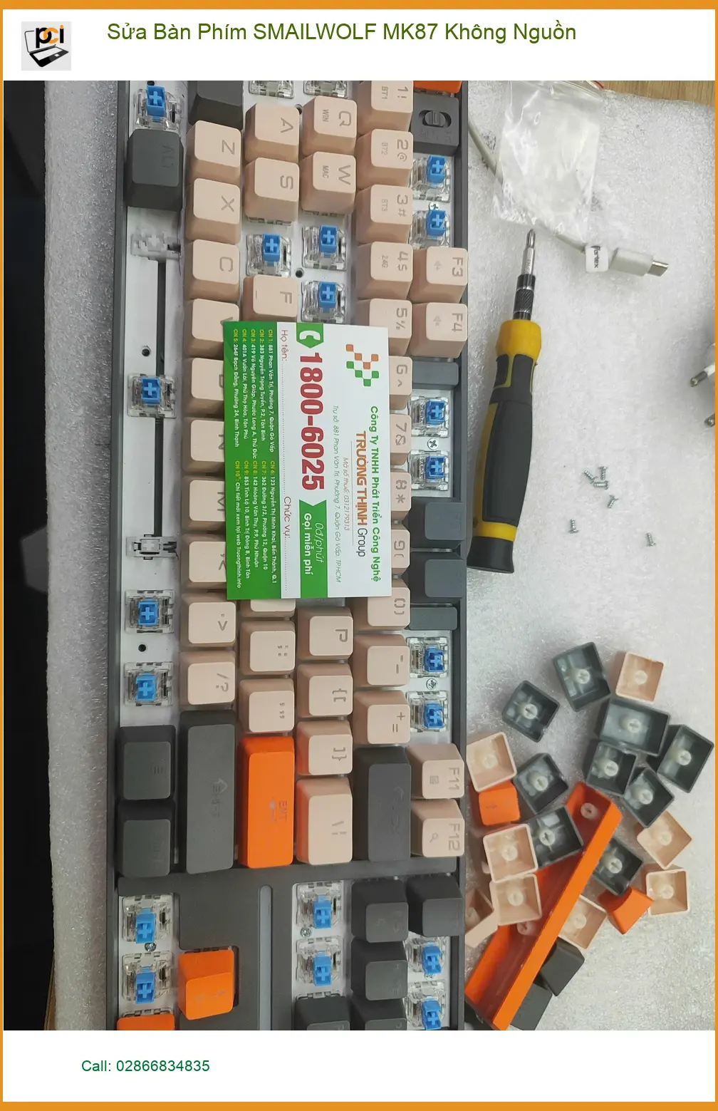 Chị Mai tìm trung tâm sửa Bàn phím SMAILWOLF MK87 không nguồn Quận 12 giá rẻ