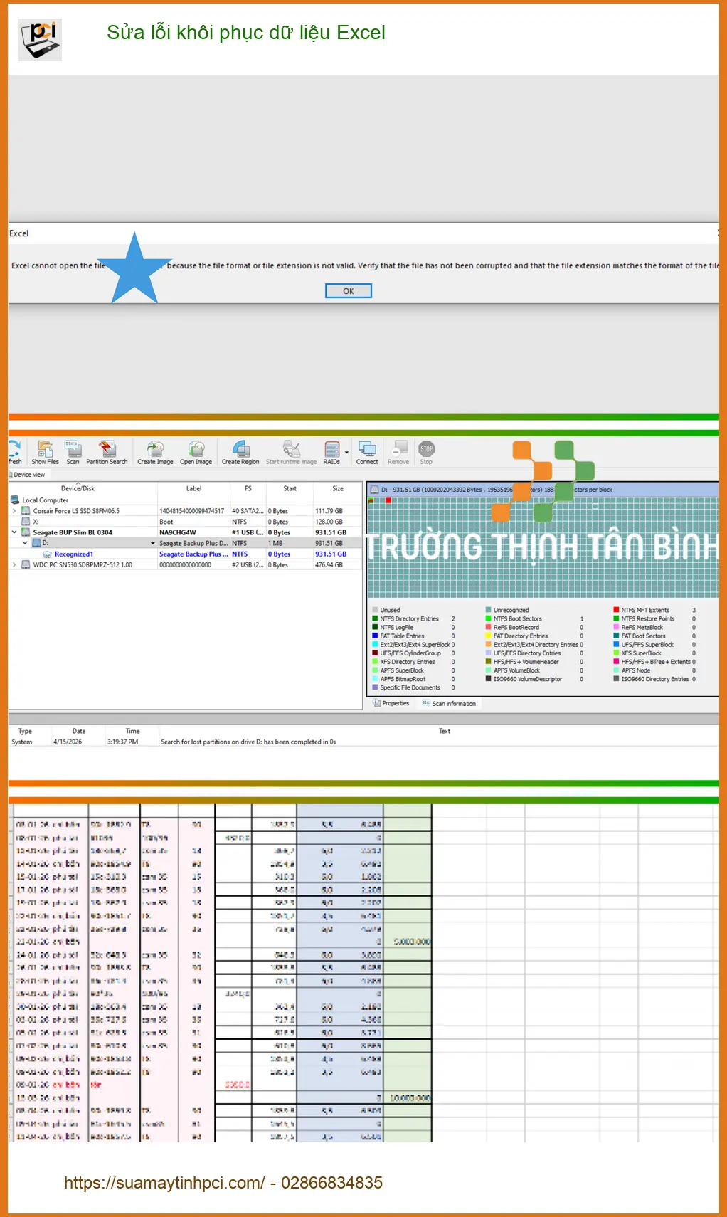 Chị Thảo kế toán gặp sự cố file Excel tìm trung tâm khôi phục dữ liệu Quận Tân Bình ảnh thực tế 1