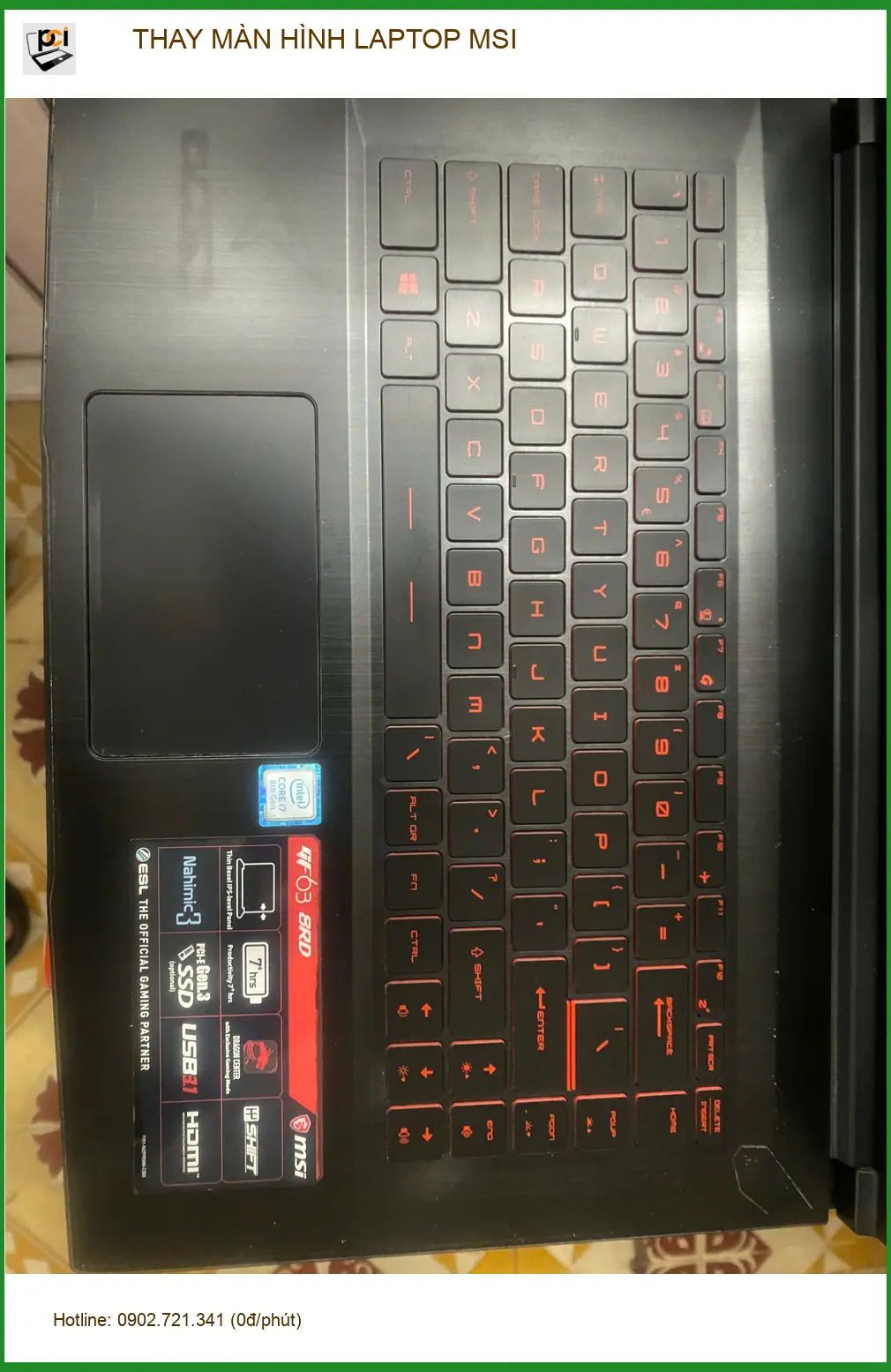 Trung tâm Thay Màn Hình Laptop MSI Gò Vấp uy tín – Chú Tấn bị vỡ do mèo nhảy