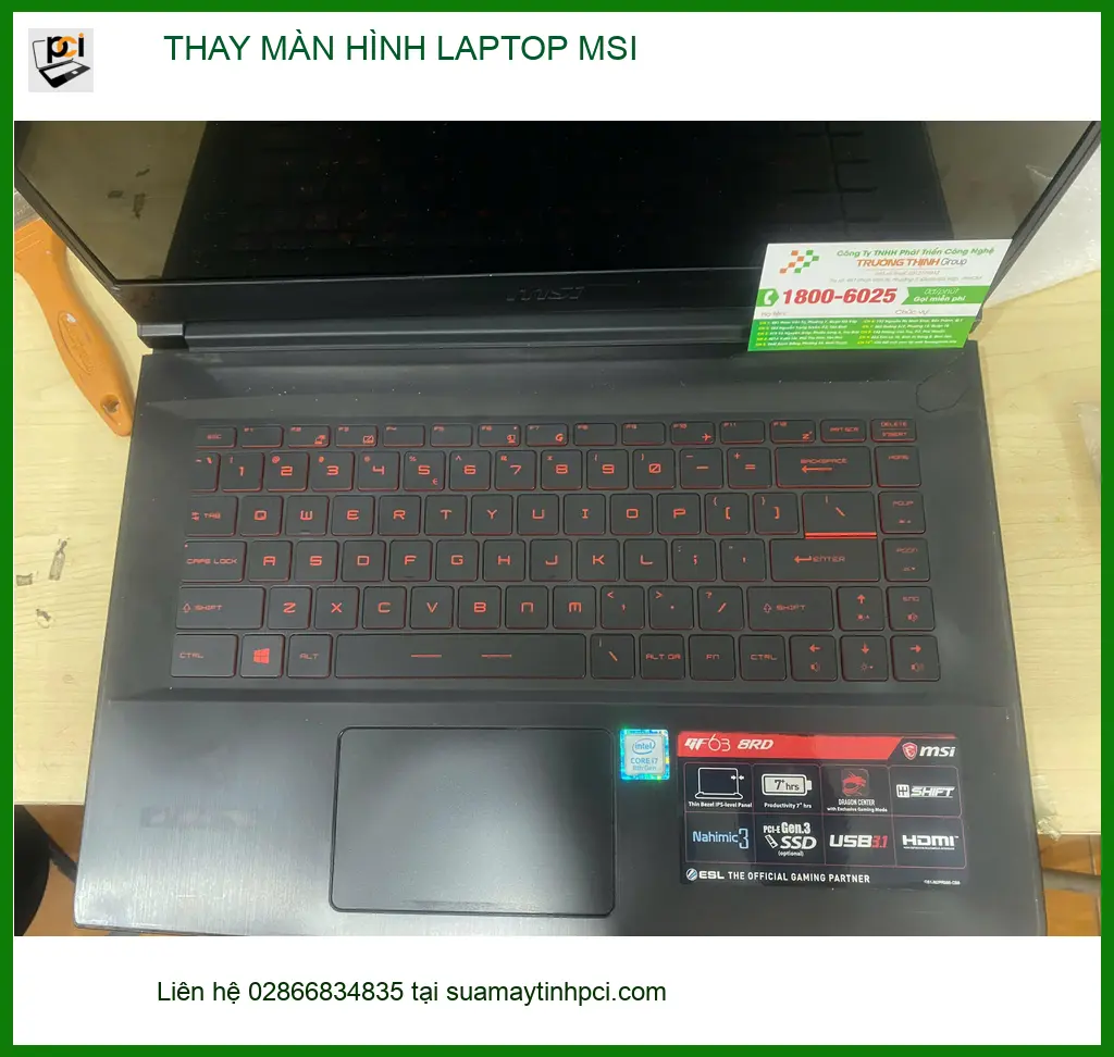 Trung tâm Thay Màn Hình Laptop MSI Gò Vấp uy tín - Chú Tấn bị vỡ do mèo nhảy ảnh thực tế 1