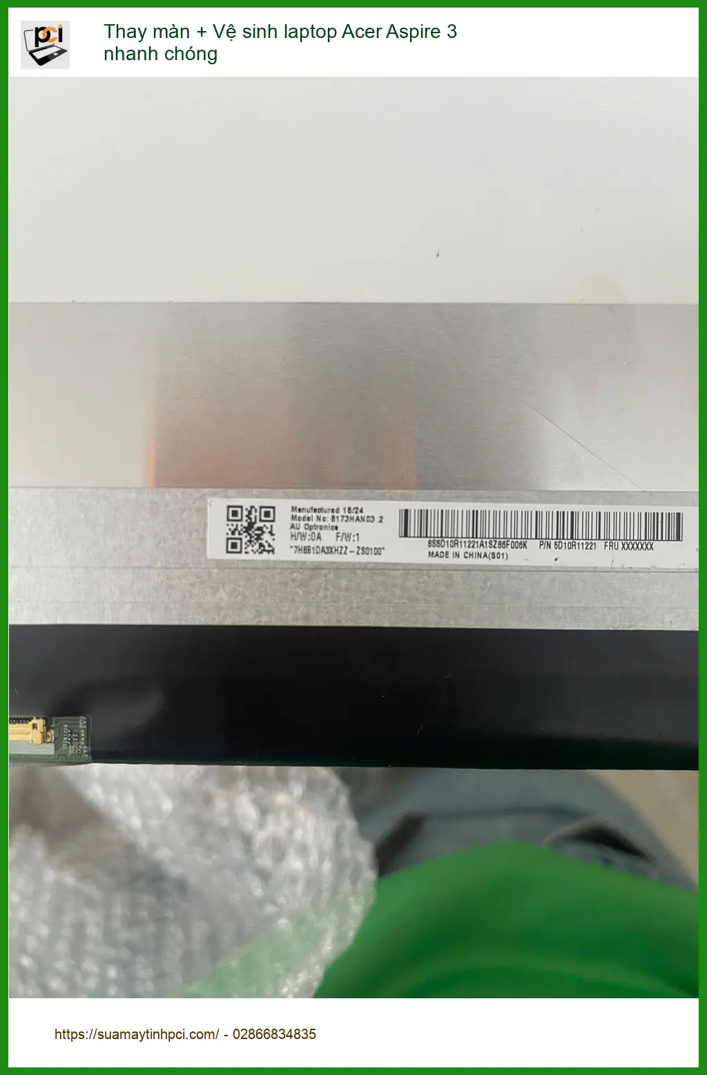 Anh Bảo - Thay màn, Vệ sinh laptop Acer Aspire 3 Quận Phú Nhuận ảnh thực tế 1