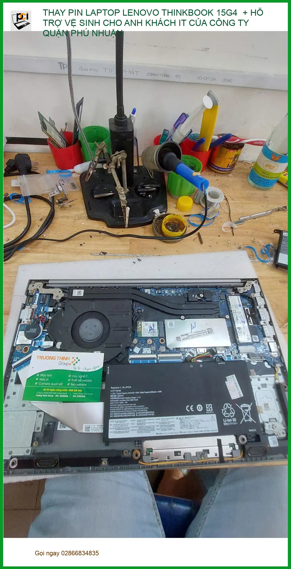 Dịch vụ thay pin laptop Lenovo Thinkbook 15G4 uy tín cho anh Quang IT Quận Phú Nhuận