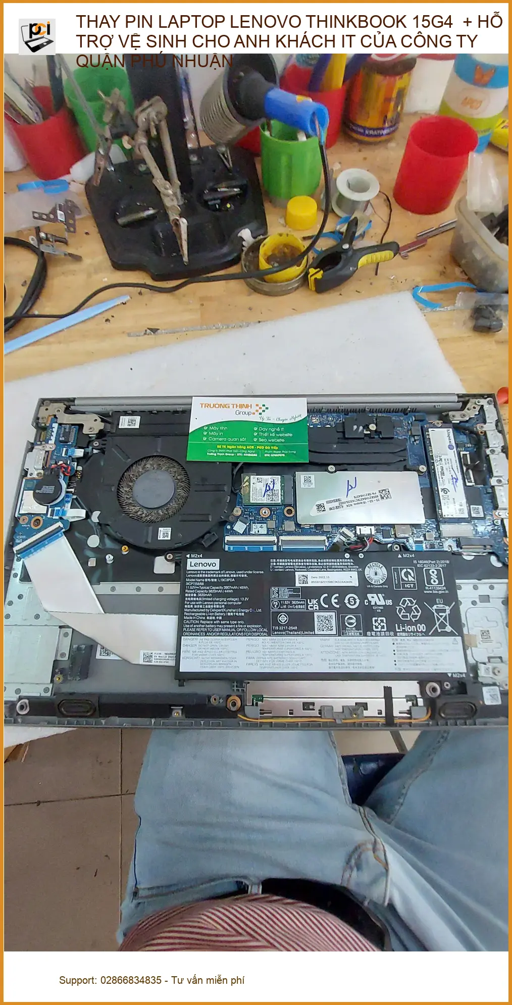 Dịch vụ thay pin laptop Lenovo Thinkbook 15G4 uy tín cho anh Quang IT Quận Phú Nhuận ảnh thực tế 1