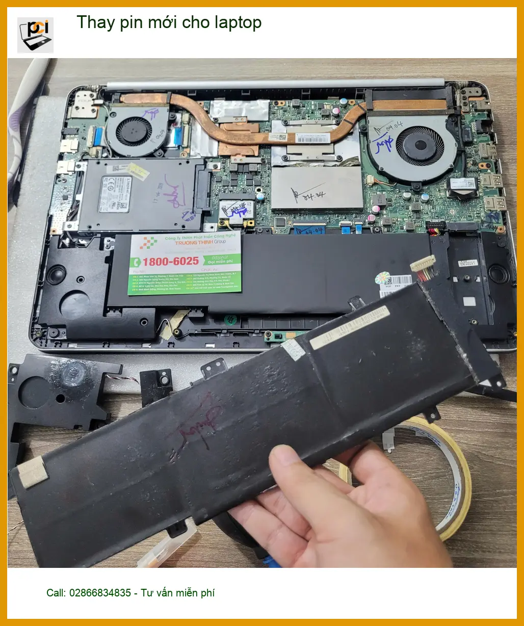 Cô Diễm lo âu pin laptop phồng tìm chỗ Thay pin mới cho laptop Quận Tân Bình lấy ngay